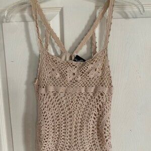 It's Our Time Crochet Top Beige Women's Size S